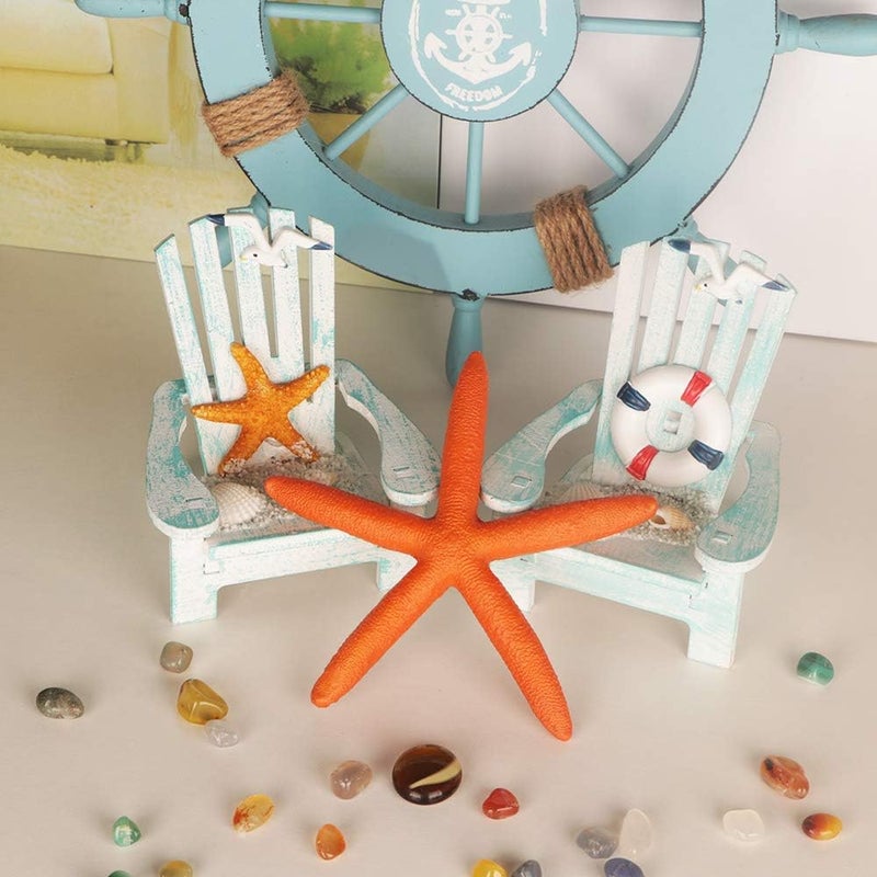 Meching 4 Pack Wooden Handmade Mini Chair Ornament Beach Decor Nautical Decoration for Bathroom Bedroom Decor Home Decor Article Home Office Desk, 4 x 3.75 x 3.75 inches (Light Blue) - Image 4